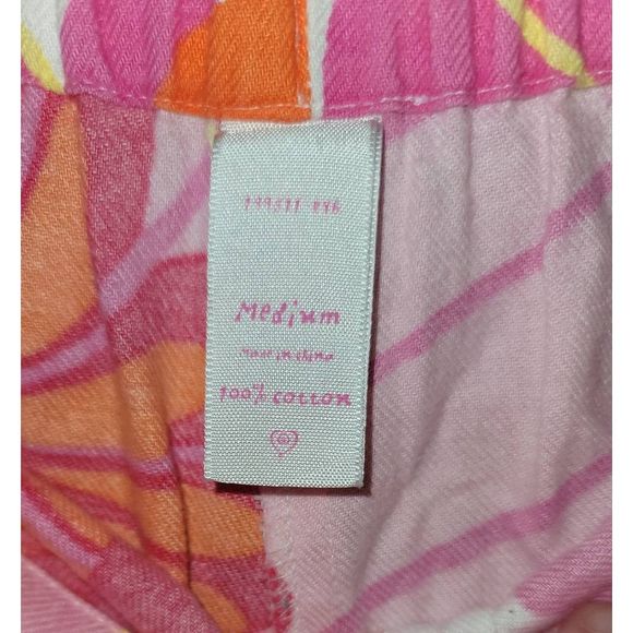 Victoria Secret Pajama pant Set Medium 100% Cotton  Butterfly Print Pink Orange - Picture 6 of 7